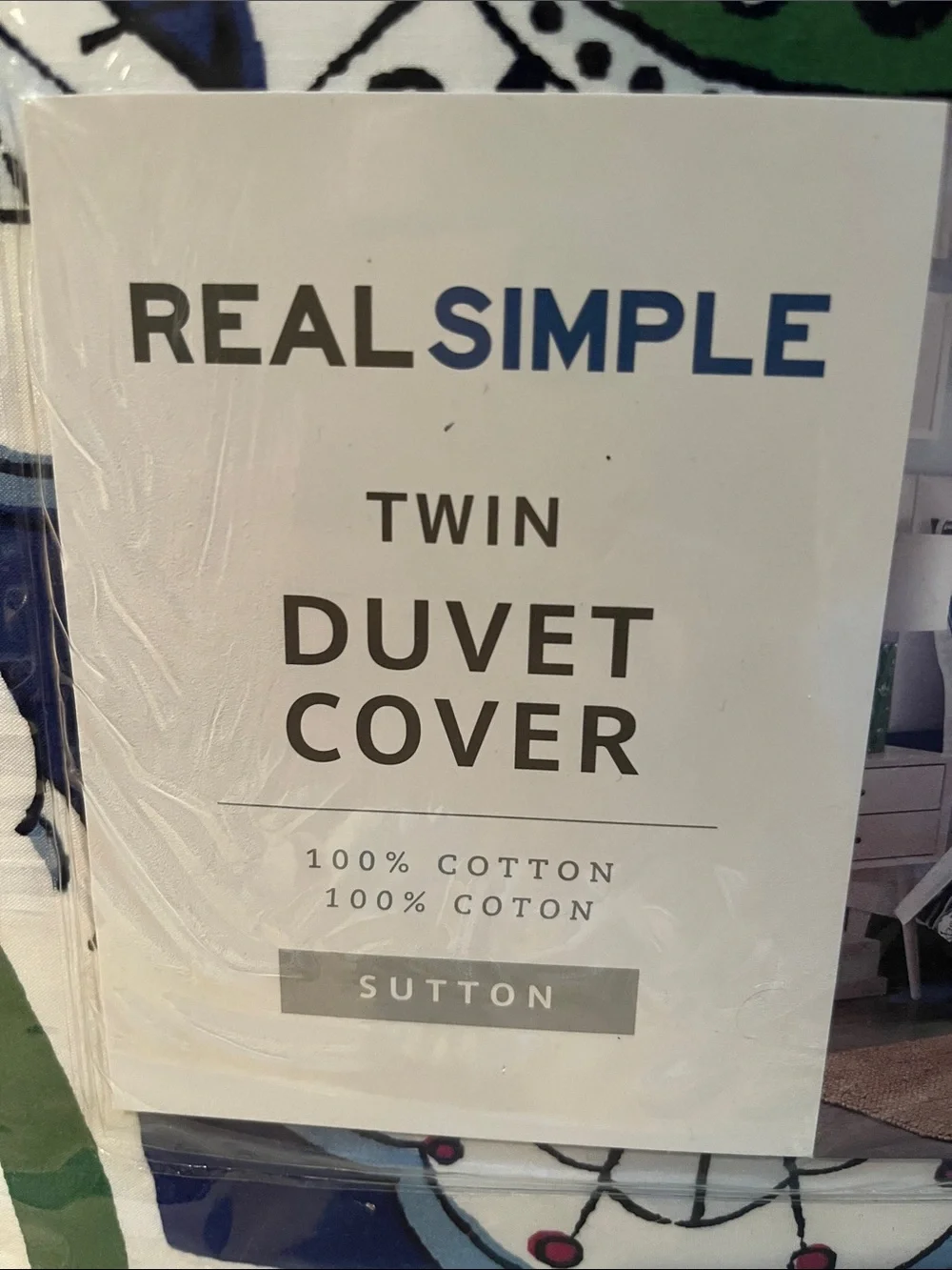 Twin Green and Blue Medallion Duvet Cover NEW